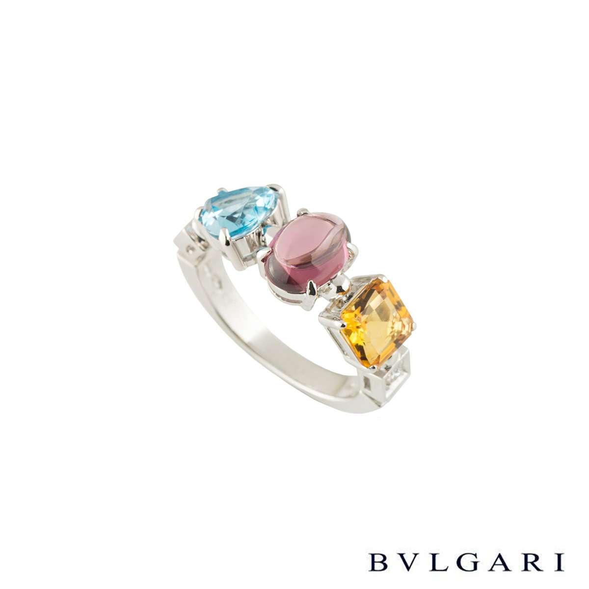 Bvlgari Bvlgari Allegra Ring 18K White Gold with Multicolor Gemstones and Diamonds 